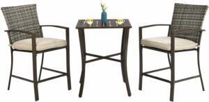 Image 1 of 3 piece rattan bar set