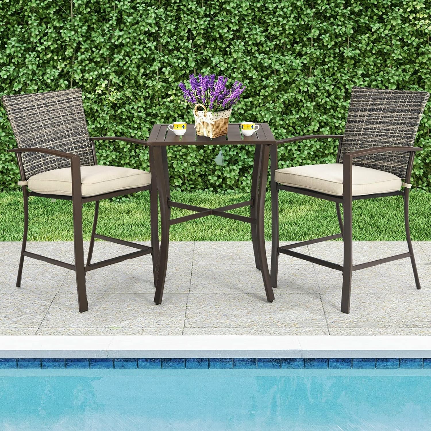 3 piece rattan bar set,patio bar table set with stools,outdoor rattan bar set pros cons,best outdoor bar set for poolside,wicker bar set with cushions worth it,should I buy a rattan bar furniture set unboxing and complete package contents