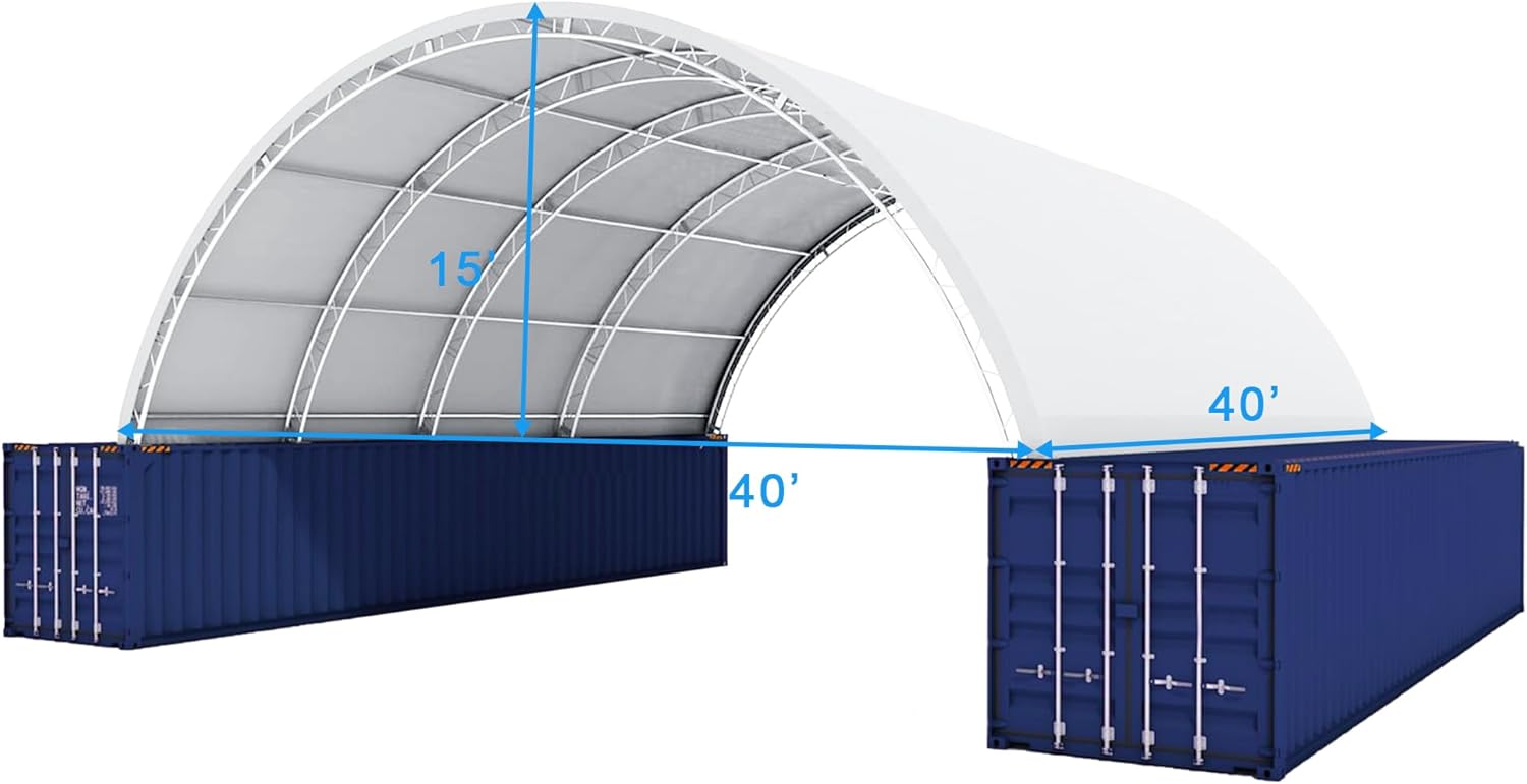 40x40 shipping container canopy shelter,should I buy a shipping container canopy,40x40 canopy vs carport,heavy duty PVC canopy pros cons,best shipping container shelter worth buying,industrial canopy warehouse alternative unboxing and complete package contents