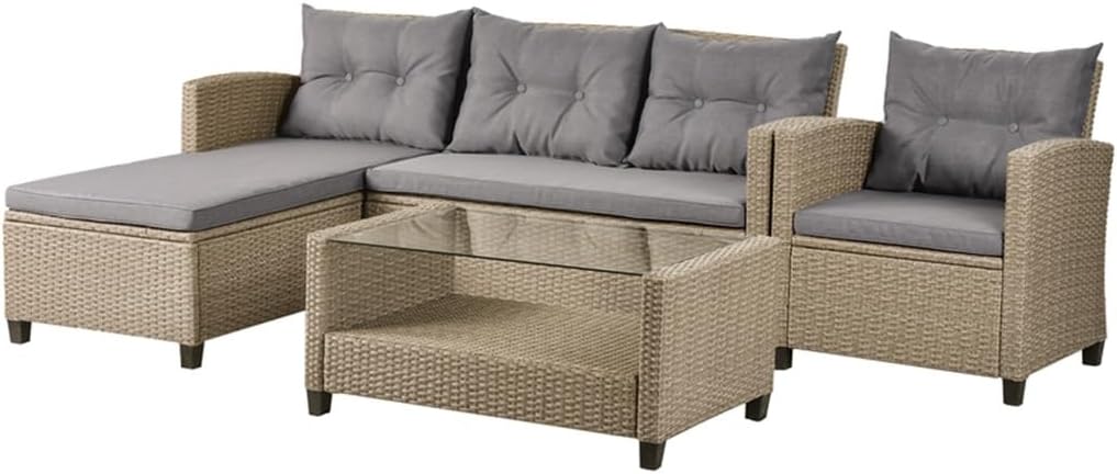 best 4 piece wicker outdoor sofa set,should I buy wicker patio furniture,4 piece rattan sectional vs alternatives,outdoor sofa set pros cons,wicker conversation set worth buying,best outdoor rattan furniture unboxing and complete package contents