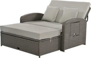 Image 1 of best PE wicker double chaise lounge