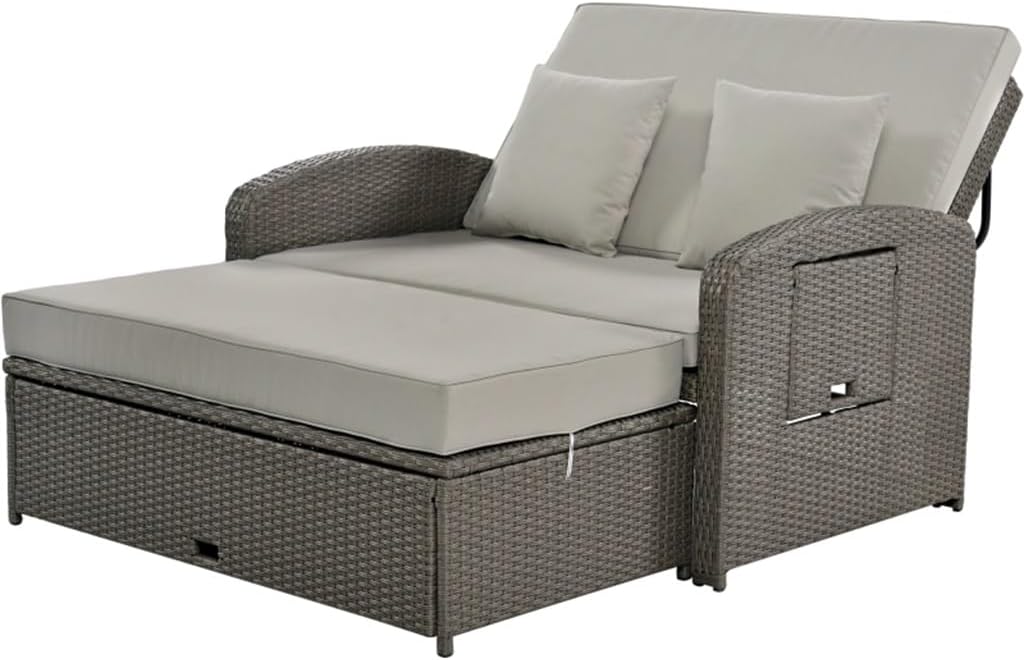 best PE wicker double chaise lounge,how to choose double chaise lounge,best outdoor daybed for two people,buy PE wicker chaise lounge set,PE wicker chaise lounge pros cons,weather resistant outdoor bed - detailed features and technical specifications