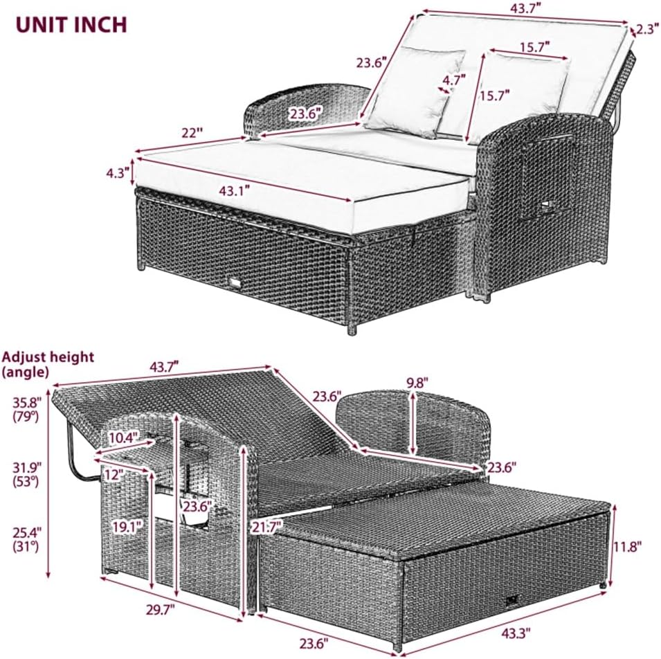 Step-by-step guide for best PE wicker double chaise lounge,how to choose double chaise lounge,best outdoor daybed for two people,buy PE wicker chaise lounge set,PE wicker chaise lounge pros cons,weather resistant outdoor bed - complete tutorial