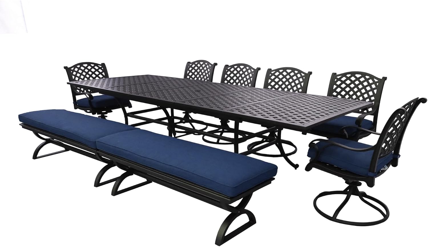 best aluminum dining set for 10,should I buy an aluminum patio dining set,aluminum dining set pros cons,outdoor dining set for 10 people,best 10 person dining set worth buying,navy blue aluminum patio set - detailed features and technical specifications