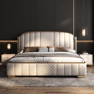 Image 1 of best king size leather storage bed