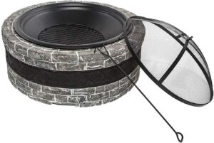 Image 1 of best round fire pit with spark screen