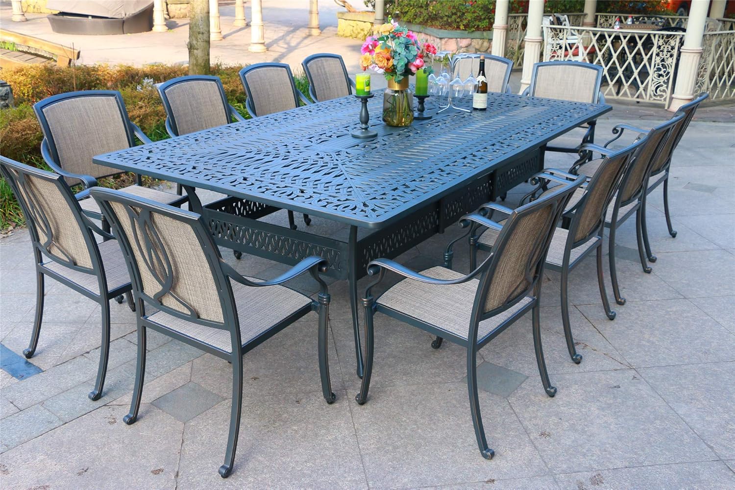 buy 12 person aluminum dining set,should I buy a 12 person aluminum dining set,aluminum patio dining set pros cons,best large outdoor dining set,12 person rectangular dining table worth buying,aluminum vs other materials outdoor dining set - detailed features and technical specifications