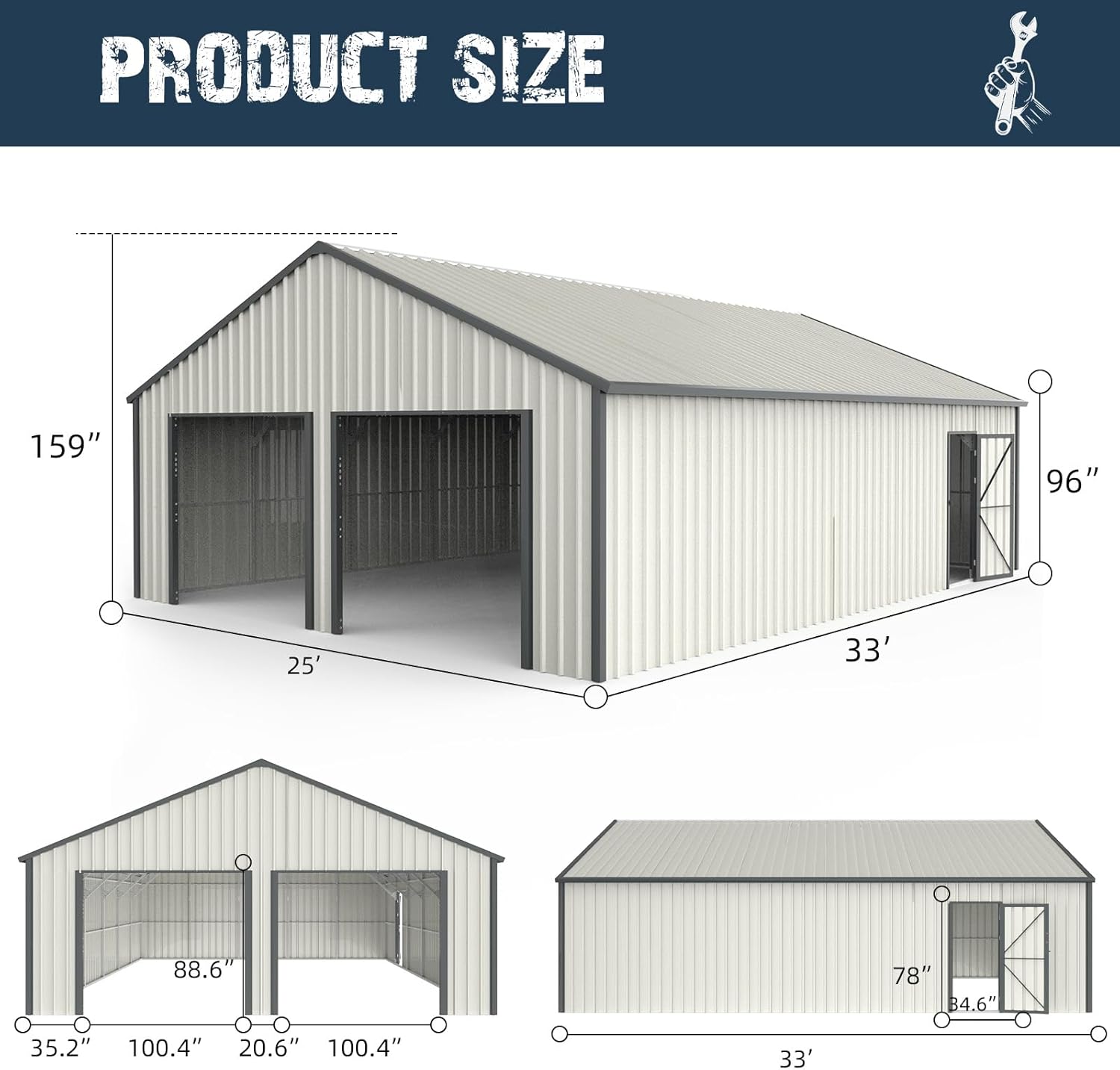 buy 25x33 double door metal garage,should I buy a metal garage shed,25x33 metal garage vs pole barn,double door metal garage pros cons,best large metal garage shed,metal garage shed worth buying unboxing and complete package contents