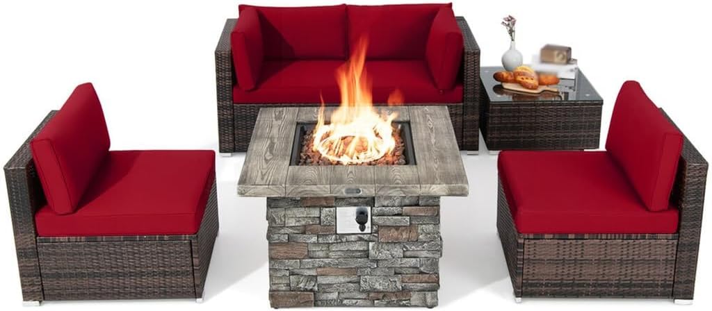 buy 6 piece patio set with fire pit,patio set with fire pit worth it,6 piece wicker set pros cons,best outdoor furniture with fire table,should I buy a fire pit patio set,rattan fire pit set vs alternatives - detailed features and technical specifications