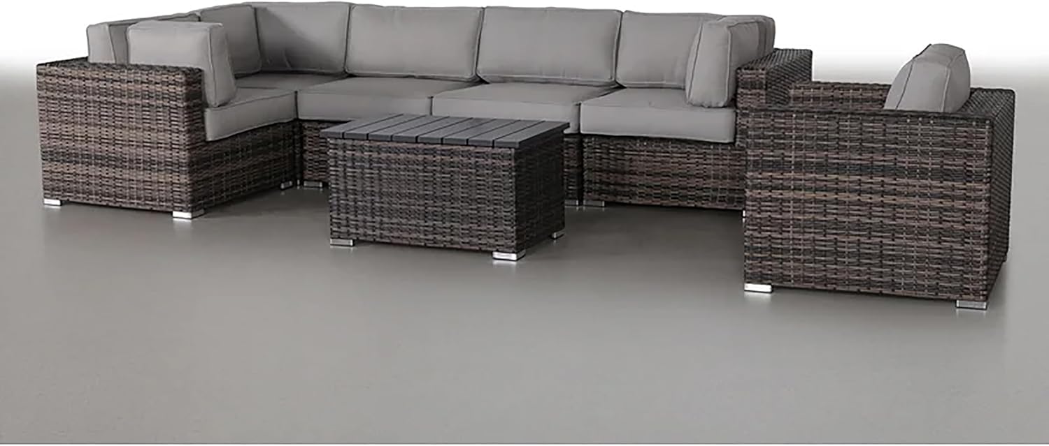 buy 7 piece rattan sectional,7 piece rattan sectional pros cons,outdoor wicker sectional worth buying,HDPE wicker sectional vs aluminum frame,best 7 piece seating group for patio,where to buy rattan sectional with cushions unboxing and complete package contents