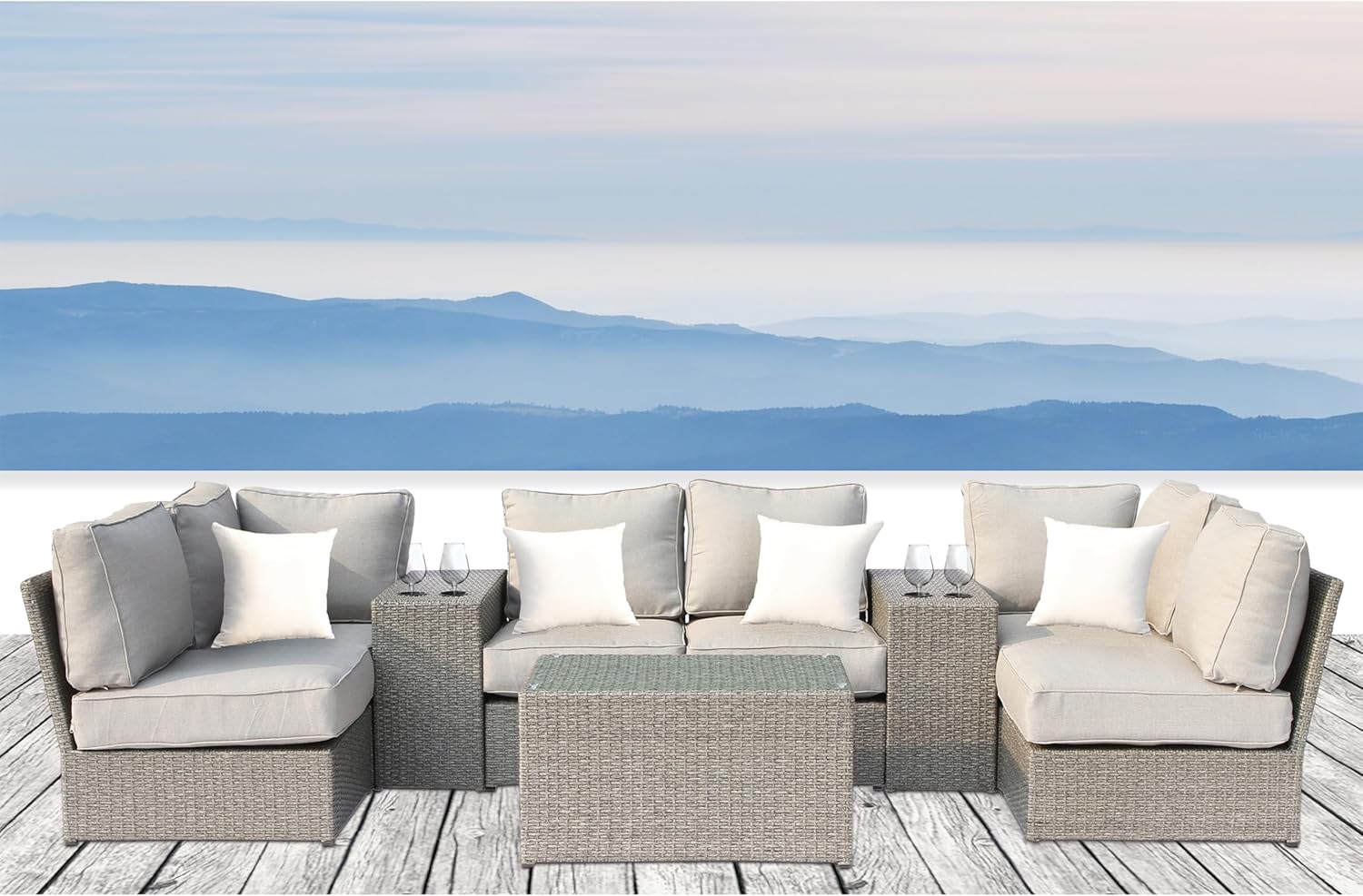 buy 9 piece wicker sectional set,9 piece wicker sectional set pros cons,best wicker sectional for patio,wicker sectional with cup table worth it,should I buy 9 piece wicker sectional,outdoor patio sectional set alternatives unboxing and complete package contents