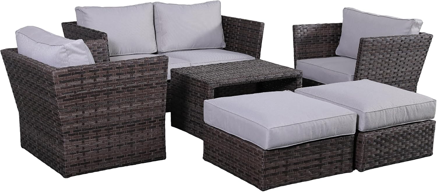 buy Living Source International 7 piece rattan sofa set,rattan sofa set pros cons,best 7 piece outdoor sofa set,Living Source International patio furniture worth buying,rattan sofa set with cushions espresso,should I buy a rattan sofa set - detailed features and technical specifications
