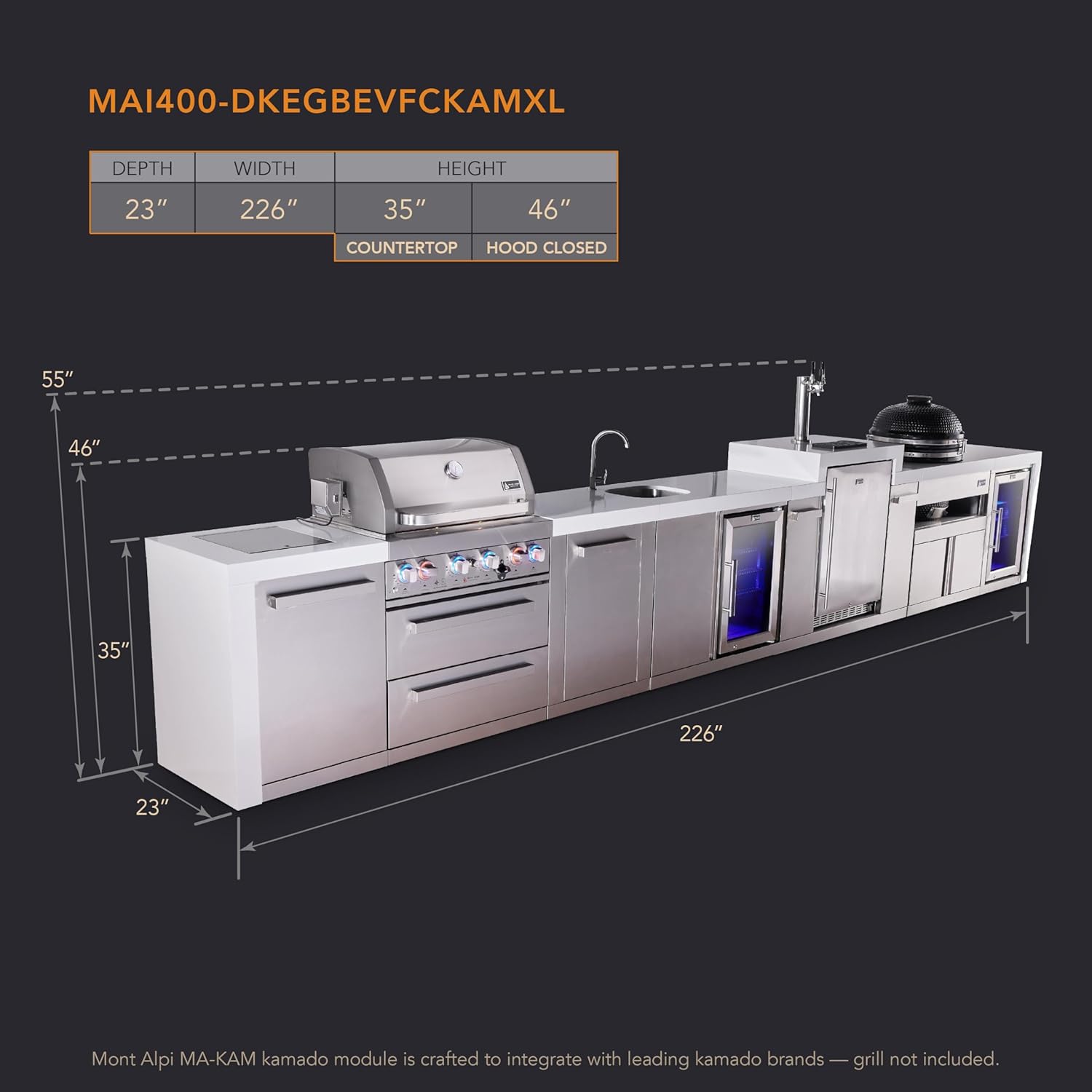 buy Mont Alpi outdoor kitchen island,Mont Alpi premium outdoor kitchen worth buying,best modular stainless steel outdoor kitchen island,Mont Alpi 400 deluxe series pros cons,outdoor kitchen island with kegerator and kamado,should i buy Mont Alpi island with granite countertops unboxing and complete package contents
