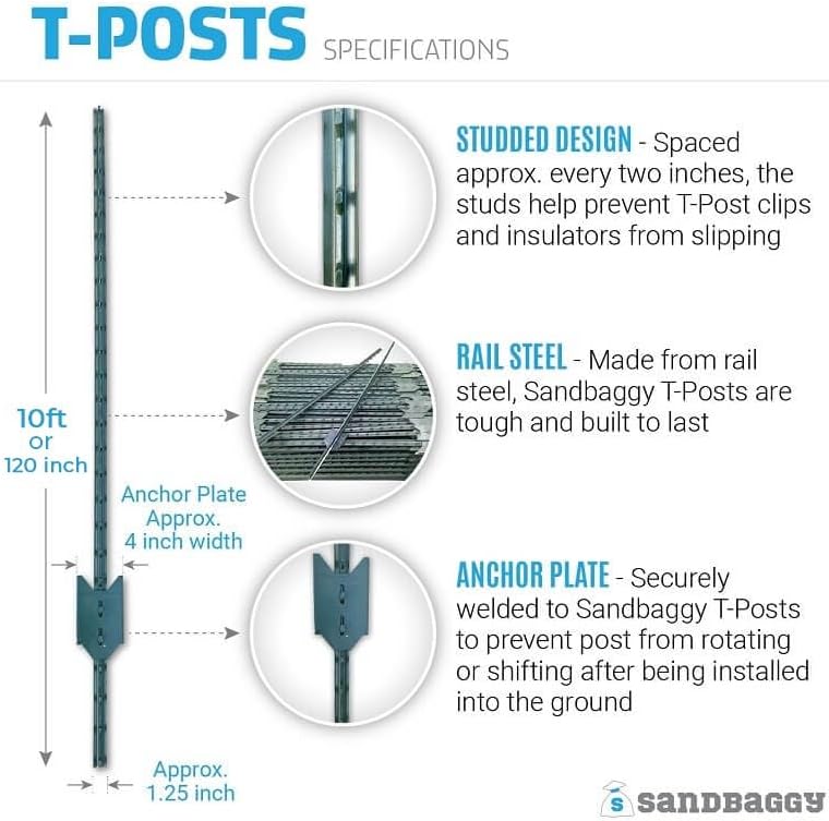 buy Sandbaggy 10 ft T-posts,Sandbaggy T-posts worth buying,best 10 ft steel fence posts,Sandbaggy T-posts pros cons,Sandbaggy vs other T-posts,should I buy Sandbaggy T-posts unboxing and complete package contents