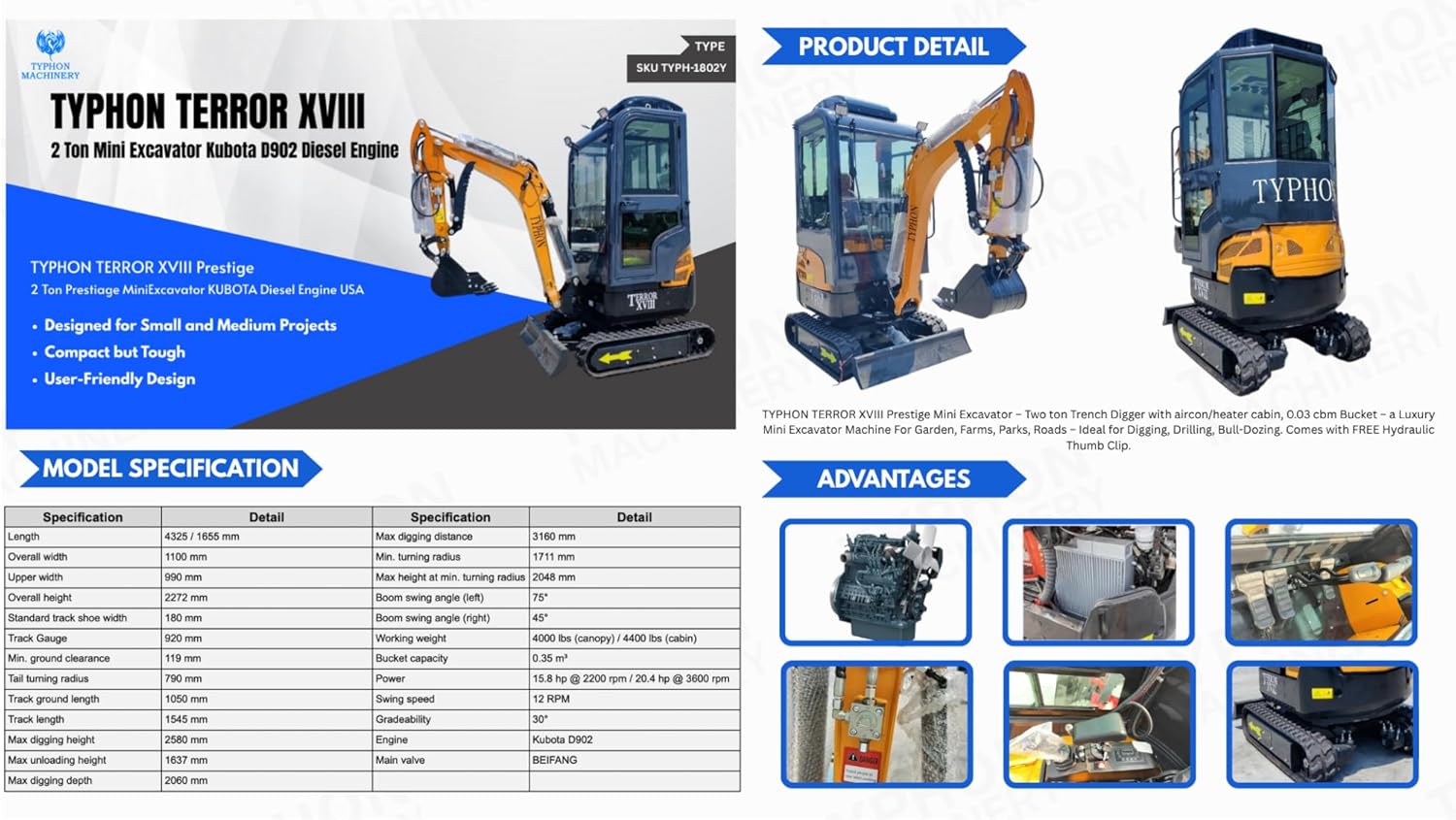 Step-by-step guide for buy TYPHON TERROR XVIII mini excavator,TYPHON TERROR XVIII worth buying,two ton mini excavator pros cons,best compact excavator with cabin,Kubota D902 mini excavator features,TYPHON TERROR XVIII vs alternatives - complete tutorial