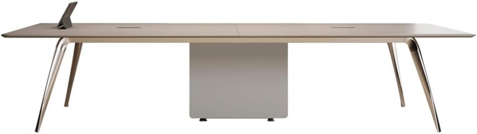 Detailed view of the XVBGTRW conference table showcasing its aluminum frame, resin top, and cable management system - ideal for assessing if you should buy XVBGTRW desk