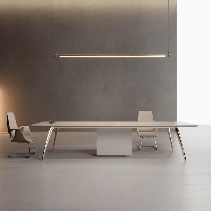 Unboxing the XVBGTRW conference table showing all components, packaging, and the included bookcase accessory