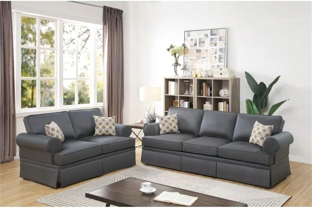 buy charcoal glossy polyfiber sofa set,charcoal sofa set worth buying,polyfiber sofa pros cons,best 2 piece sofa set,should I buy a polyfiber loveseat,charcoal sofa set vs alternatives unboxing and complete package contents