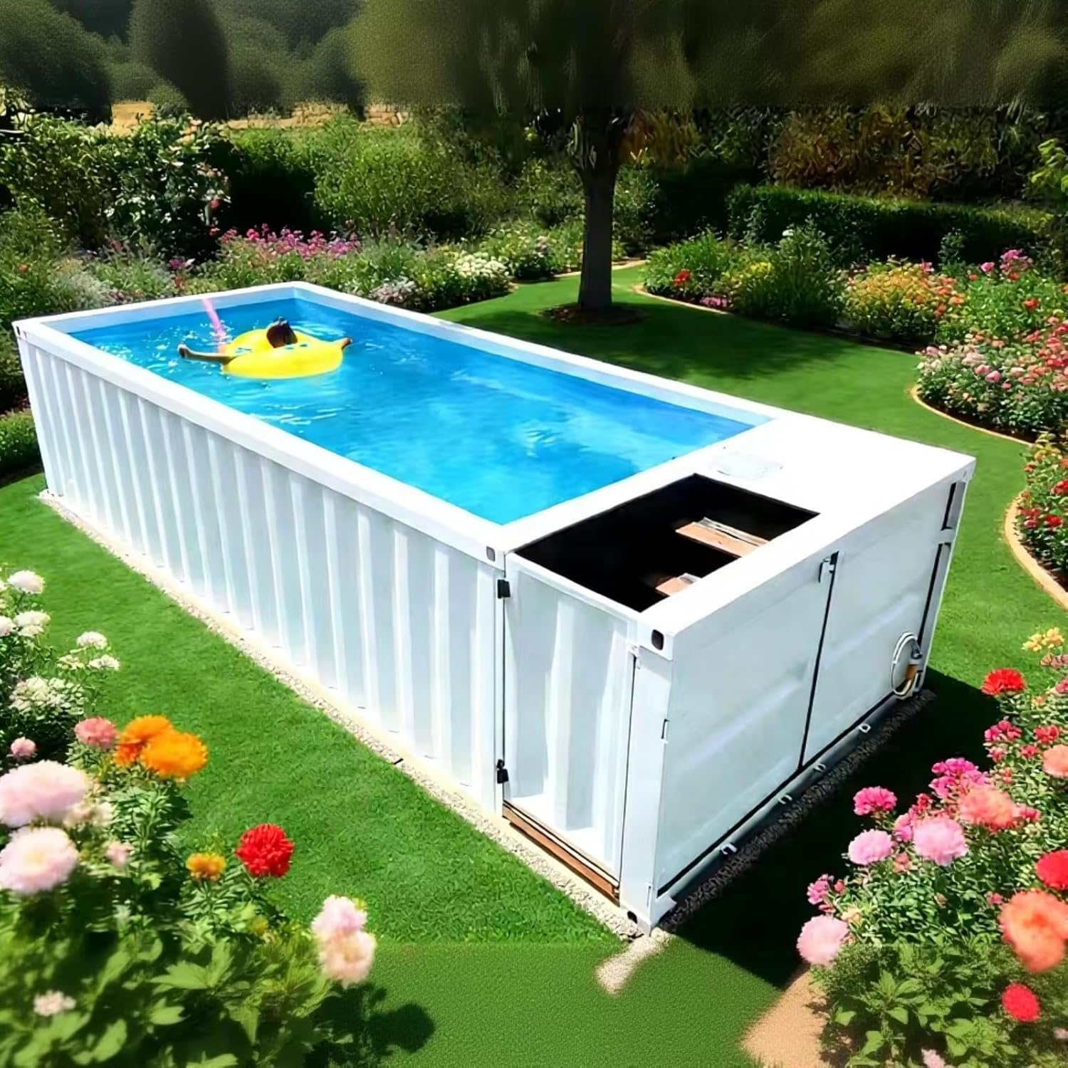 buy container swimming pool, modular swimming pool for backyard, prefabricated pool easy install, container pool vs traditional pool, above ground pool worth buying, portable lap pool for family - detailed features and technical specifications
