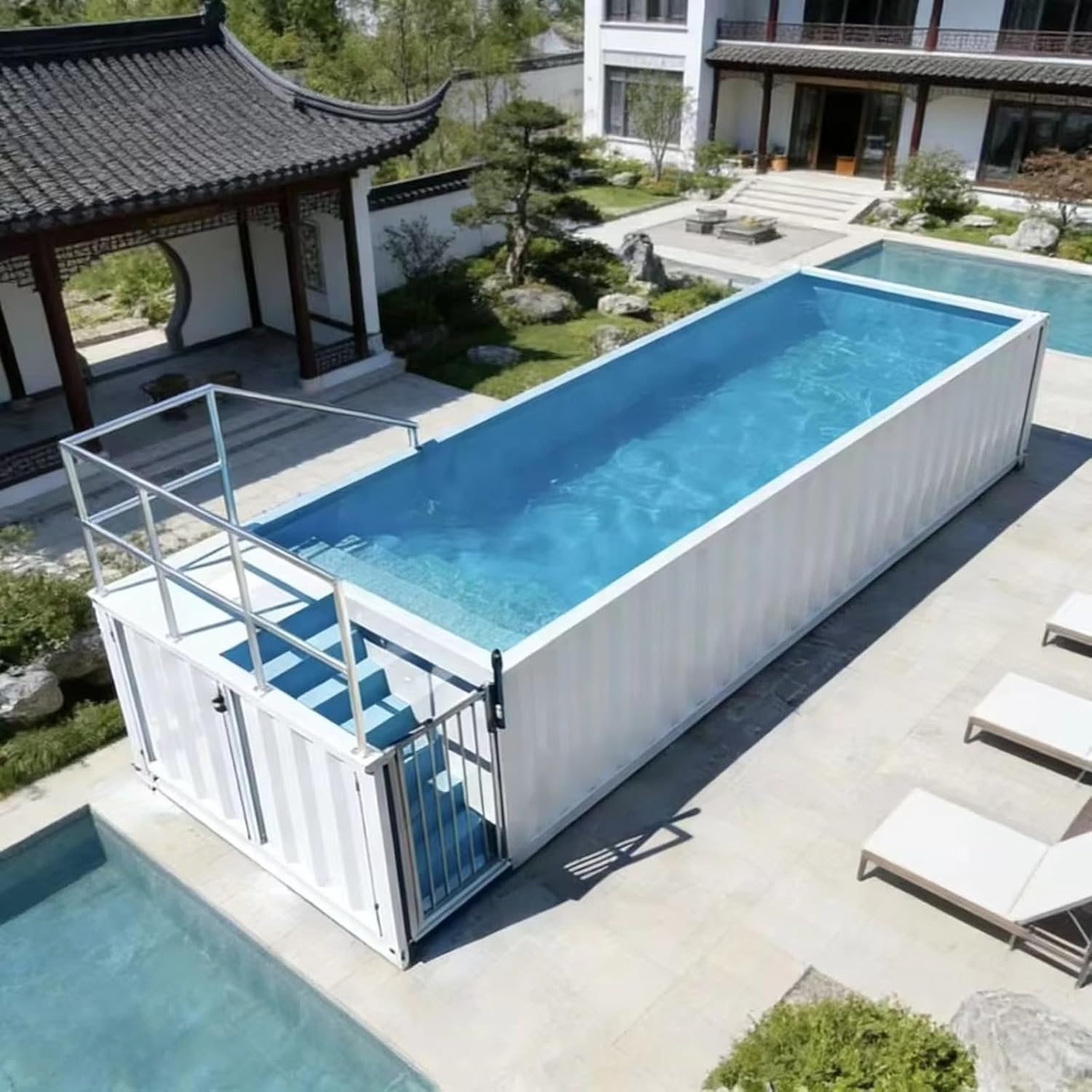 buy container swimming pool, modular swimming pool for backyard, prefabricated pool easy install, container pool vs traditional pool, above ground pool worth buying, portable lap pool for family unboxing and complete package contents