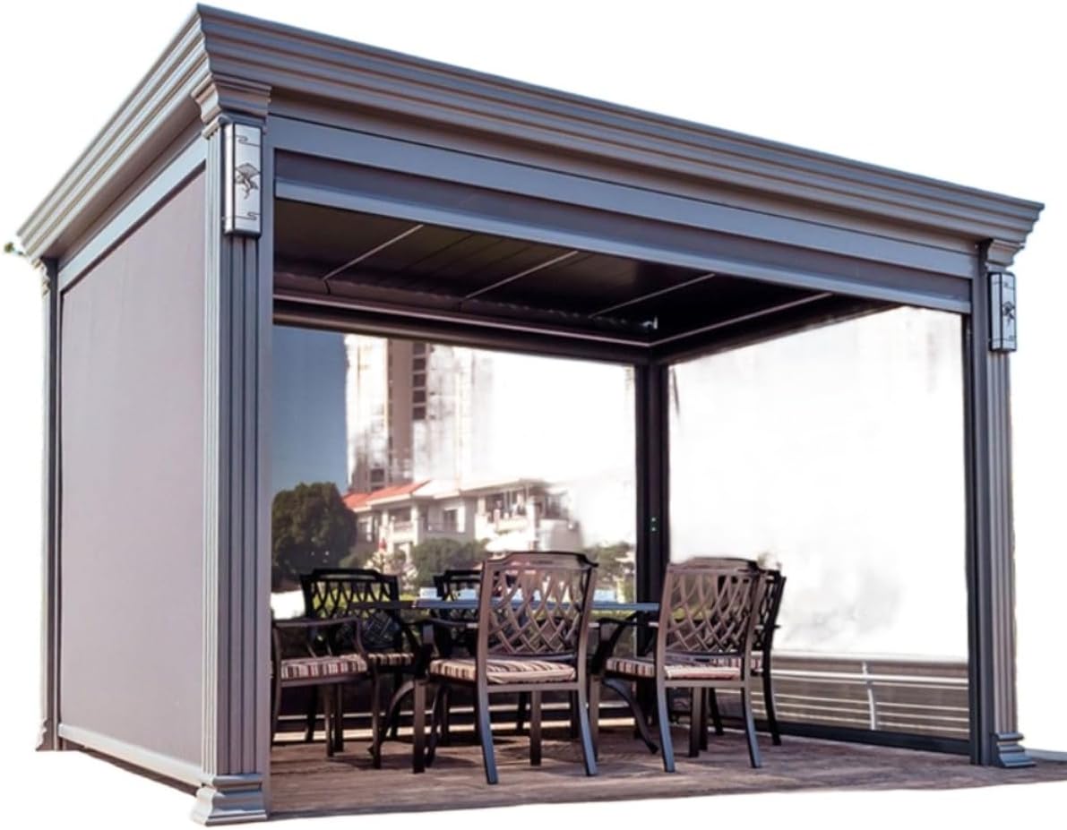 buy electric outdoor gazebo,motorized louver gazebo worth buying,electric gazebo with led lights pros cons,best louvered roof gazebo for patio,aluminum electric gazebo vs manual,should I buy electric adjustable roof gazebo - detailed features and technical specifications