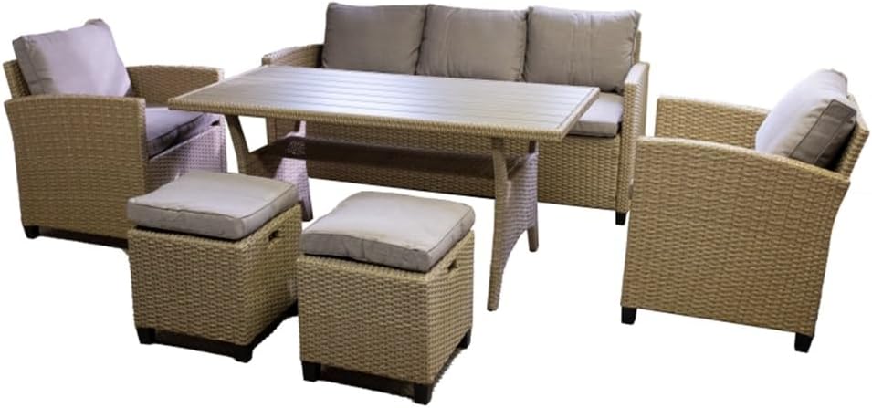 buy outdoor patio dining set,should I buy patio dining set,outdoor dining set worth buying,best 6 piece outdoor furniture,PE rattan dining set pros cons,weather resistant outdoor furniture unboxing and complete package contents
