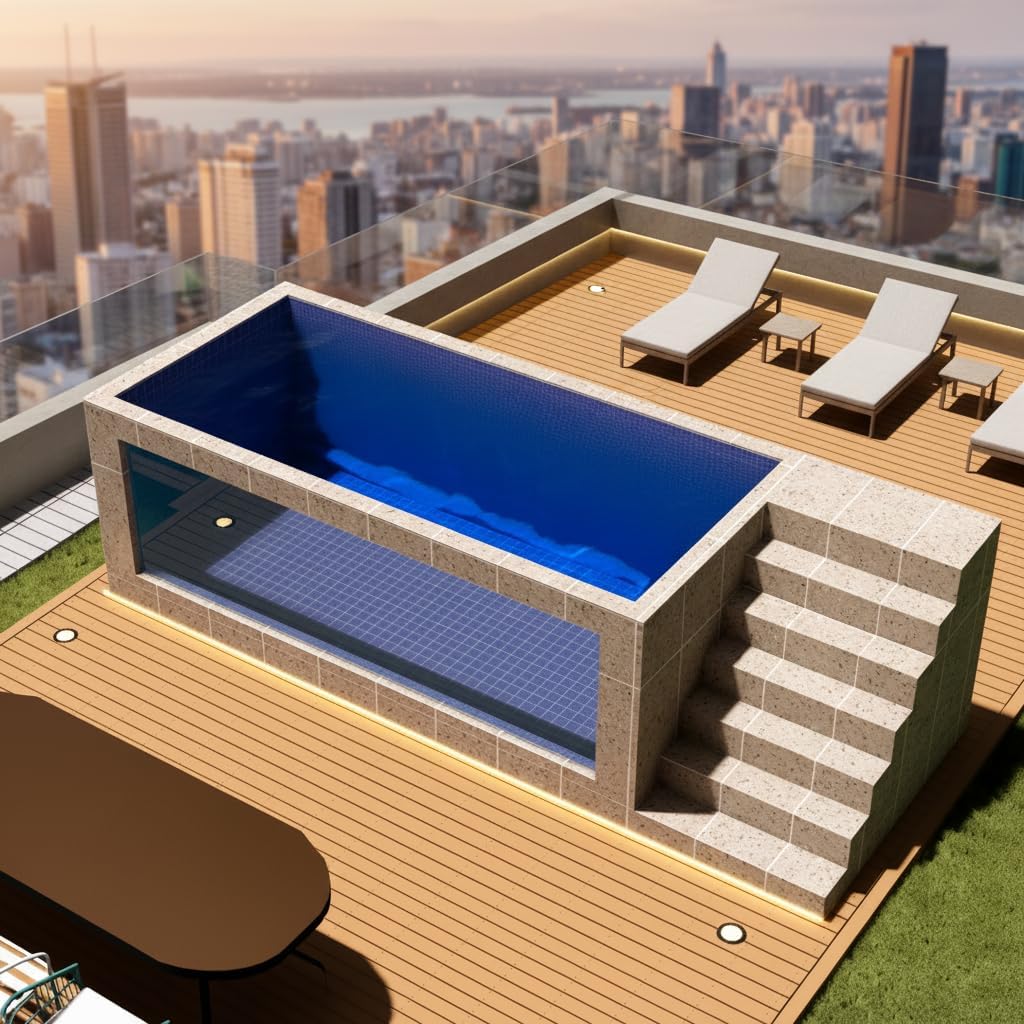 buy premium rooftop swimming pool,premium rooftop pool worth buying,best luxury container swimming pool,glass panel swimming pool pros cons,container pool vs traditional pool,should I buy a rooftop swimming pool unboxing and complete package contents