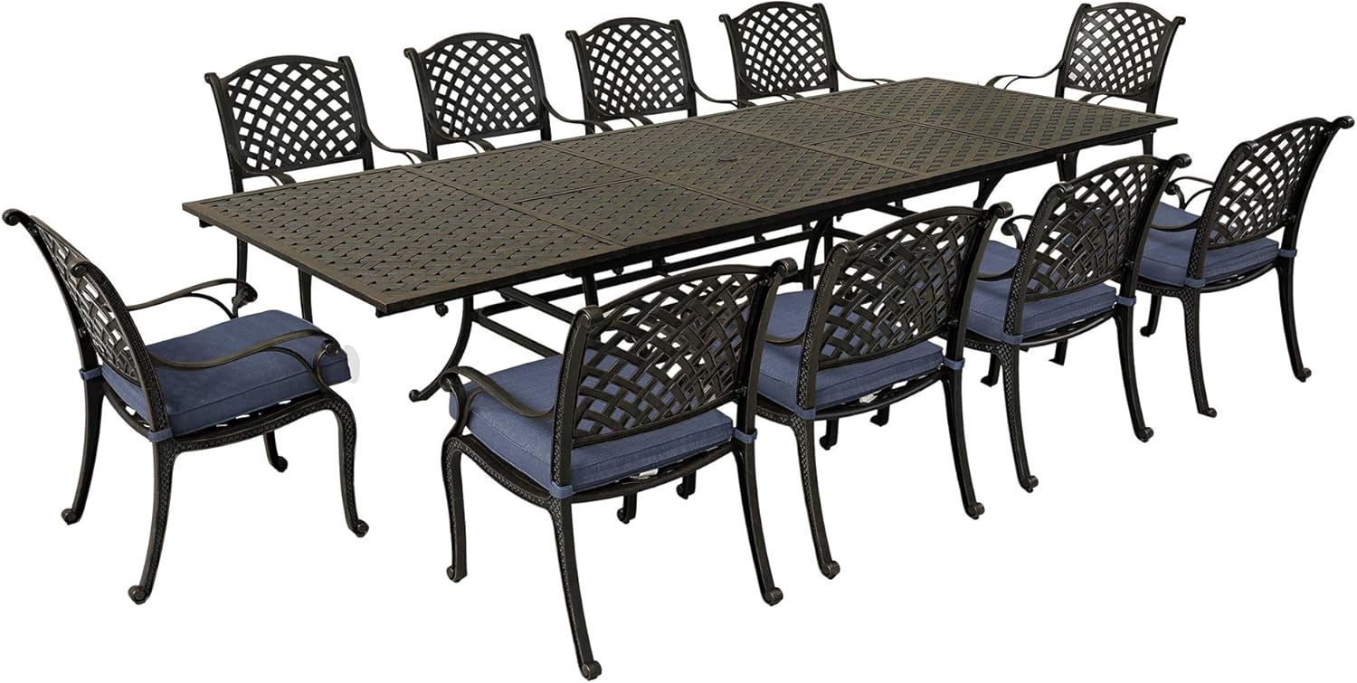 buy rectangular 10 person dining set,extendable dining table for 10,aluminum patio dining set pros cons,best outdoor dining set for large family,blue cushion dining set worth buying,should I buy a 10 person dining set - detailed features and technical specifications