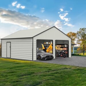 Image 1 of double door metal garage shed