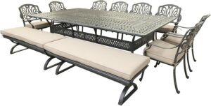 Image 1 of oval 10 person aluminum dining set