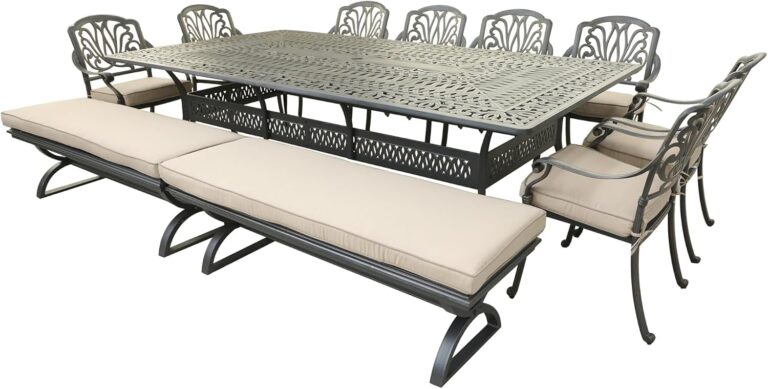 Image 1 of oval 10 person aluminum dining set