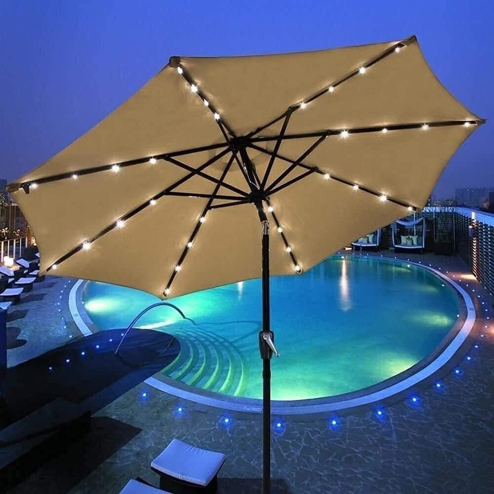 solar led parasol umbrella with lights,best solar umbrella for patio,solar led umbrella worth buying,should I buy a solar parasol umbrella,solar umbrella pros cons,solar led umbrella vs regular umbrella unboxing and complete package contents